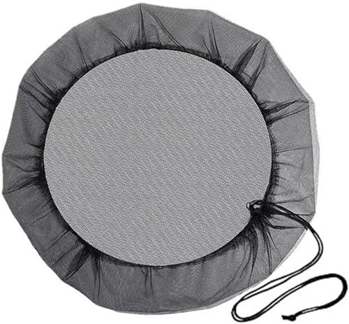 Veesper 47 Inch Mesh Cover for Rain Barrel, Tear-Resistant Drawstring Net Cover to Keep Leaves & Debris Out, Outdoor Water Butt Screen for Garden