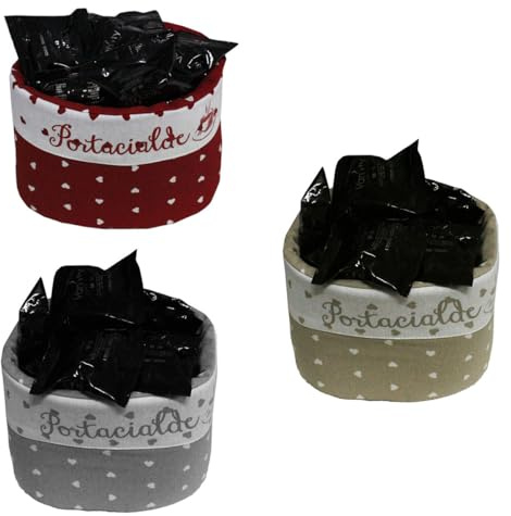 Russo Tessuti Centrotavola Contenitore Cucina Porta Cialde caffè Oggetti Zucchero Cuori Singolo Rosso