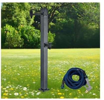 HUFIREHU Colonne d'eau Fontaine à Colonne Colonne De Robinet De Jardin Colonne d'eau ExtéRieure en Acier Inoxydable Robinet Antigel ExtéRieur Colonne D’Eau avec Robinet(Black,Spray Gun_B)