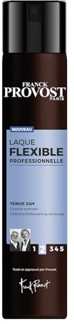 FRANCK PROVOST - Laque Flexible Professionnelle - Tenue 24h - Fixation Normale - Fini Naturel Non Gras, Non Collant Et Sans Résidu - S'élimine Facilement Au Brossage - 300ml