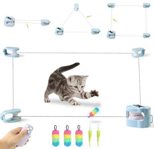 Wortade Interactive Cat Toy for Indoor Cats, 3 Speeds Auto/Manual Control Cat Treadmill with Remote Control, Stimulating Cat Chase Toy for Bored Indoor Adult, Cat Enrichment Toy Exercise