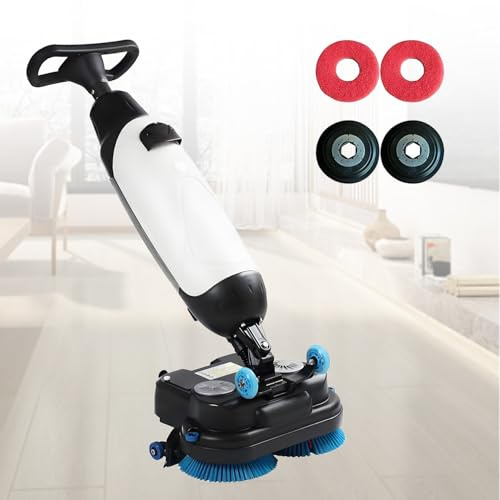 UORDBY Fregadora pulidora de Suelos Comercial con Operador a pie, cepillos Dobles, Almohadillas Dobles y impulsores, con riel de Limpieza de 43 cm, batería de Litio Recargable inalámbrica