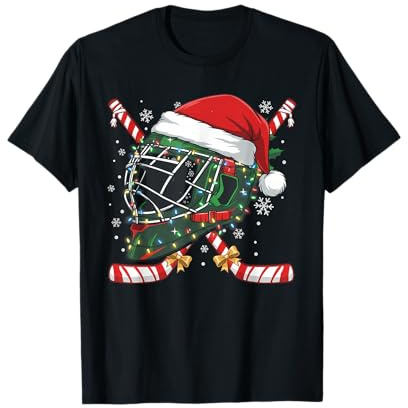 Casco da Hockey su Ghiaccio di Babbo Natale, per Uomini, Ragazzi, Ragazzi e Adolescenti Maglietta