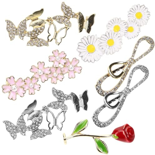 FOYTOKI de Adornos Forma de Flores 7 Piezas Prácticos y Delicados en Aleación y Rhinestone para Cordones de Zapatos para Decorar Zapatillas y Zapatillas de Lona