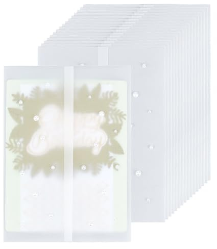 PH PandaHall 25 Pack Imitation Pearl Vellum Jackets for 13x18cm Invitations, Pre-Folded Paper Envelope Wedding Invitation Wraps Sleeves for Wedding Birthday Parties Gift Wrapping Accessories, White
