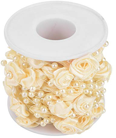 Corda di Ghirlanda di Perline di Perle Artificiali di Filo di Rosa da 10 m/Rotolo da 3 Mm, Decorazione di Nozze Fai da Te, di Perline Artificiali (Beige)
