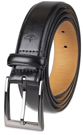Dockers Men's Leather Dress Belt, Deep black, 36