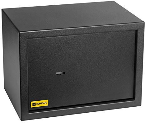 HomeSafe HV25K Cassaforte Piccola con Chiave, 25x35x25cm (HxLxP), Cassaforte da Armadio per Sicurezza Domestica, Cassetta di Sicurezza per Soldi, Gioielli, Documenti e Oggetti di Valore