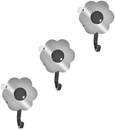 Kochblume 1-3-5-10er Set | Haken S, L, Wandhaken, Küchenhaken, Mehrzweckhaken, Schlüsselhaken | In der bunten Box (Chrom-schwarz, 3er Set L)