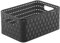 Rotho Country Aufbewahrungskiste 4l in Rattan-Optik, Kunststoff (PP) BPA-frei, anthrazit, A6+/4l (23.7 x 15.8 x 10.8 cm)