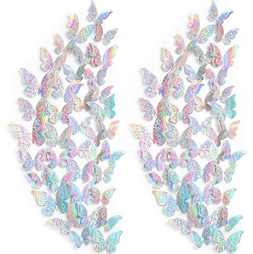 120 Mariposas de Decoración de Pared en Capas 3D Pegatinas de Mariposa Extraíbles Calcomanías Murales Huecas Artesanía Decorativa de Pared para DIY Cuarto de Bebé Hogar (Bonito Estilo)