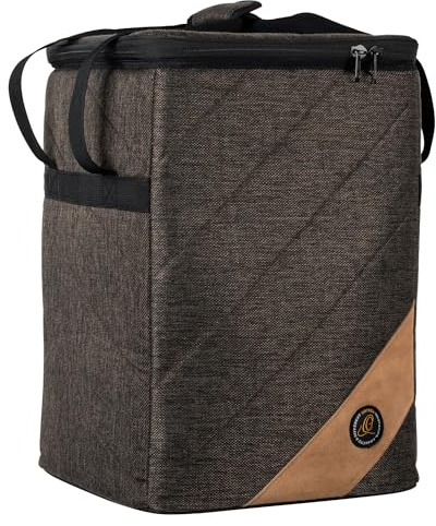 Ortega Guitars Housse Premium Cajon – Housse pour Cajon – 34,3 x 45 x 34,3 cm – Avec Poignée de Transport et Bretelles Sac à Dos – Toile et Coton, Mocca (OGBCJ-MO)