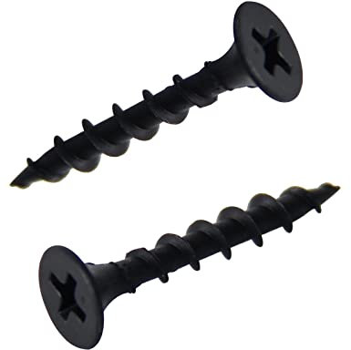 BAAB FASTENER M3.5x25 Drywall Screws Coarse Thread Bugle Head Black Phosphate for Drywall, Wood and Furniture 100PCS