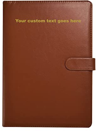 Arpan Personalised Text A4 Portfolio Case Organizer with Clipboard & Pad – Leather Portfolio Organizer | Personalised A4 Notebook & Maternity Notes Folder Personalised for Professionals (Brown)