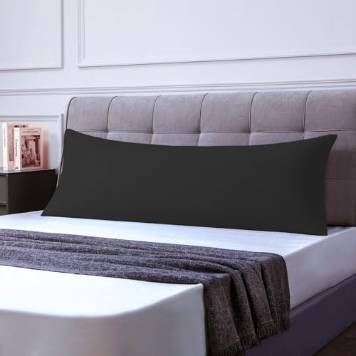 Seitenschläferkissen Bezug 50x150 (1er) - Kissenbezüge Mikrofaser - Kissenhülle Mit Reißverschluss - Kopfkissenbezug, Weich und Atmungsaktiv - Schwarz