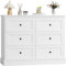 FOREHILL Kommode weiß mit 6 schubladen Kommode für Schlafzimmer, Wohnzimmer, Arbeitszimmer Flur, Sideboard Komodenschrank aus Holz Eckkommode Schubladenschrank weiß 108 x 87 x 40 cm