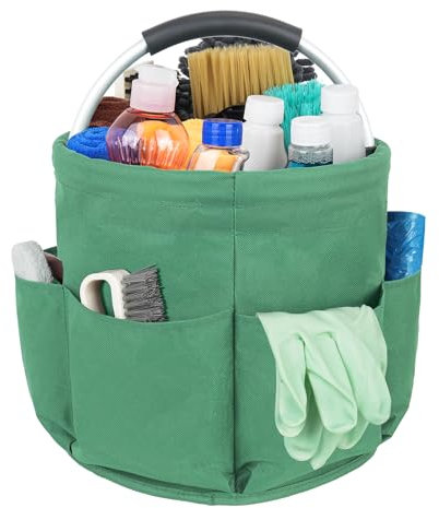 IVODEELA Carrello Pulizie con Manico,Grande Contenitore Organizer per La Pulizia Professionali,Multi Tasche,Borsa per La Pulizia,Facile da Pulire e Trasportare,Verde(Solo Borsa)