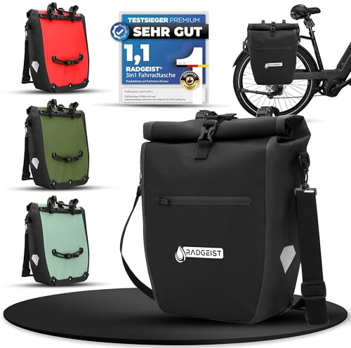 Fahrradtasche für Gepäckträger - Tasche für Fahrrad Gepäckträger - Gepäckträgertasche wasserdicht & Umhängetasche - Radtasche mit Reflektoren