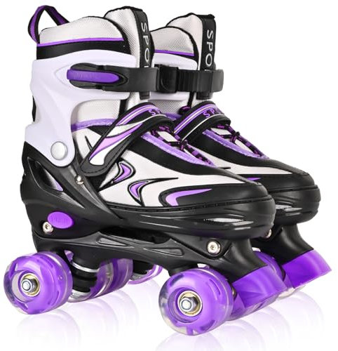 DUZSKJ Verstellbare Einstellbare Kinder Rollschuhe für Jungen Mädchen Kinder Anfänger, 4 Größen Rollschuhe für Kleinkind kleine/große Kinder