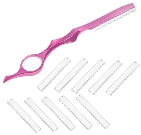 Mudder 11 Pcs Hair Razors for Cutting Hair Thinning Styling Feather Razors Kit with Replacement Stainless Steel Cutting Tool for Salon Home Use(Pink)
