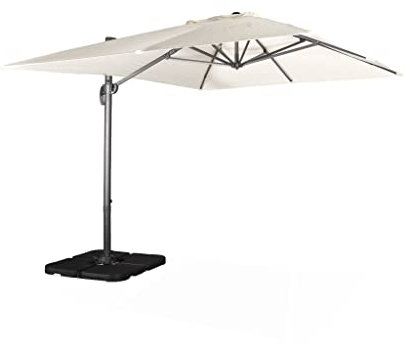 Alice's Garden - Parasol déporté rectangulaire écru 3x4m + dalles à lester 50x50cm