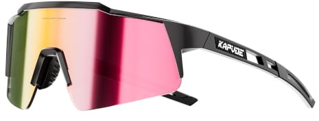KAPVOE Occhiali da ciclismo polarizzati UV400 uomo donna TR90 K9023 | Ottime prestazioni polarizzate, Protezione UV400, Struttura TR90 e supporto interno integrato, Naselli in gomma regolabili