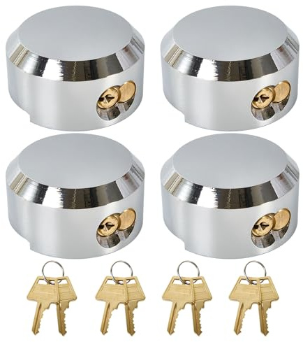 Pomunty 4 Pack Trailer Door Locks Keyed Alike Heavy Duty Hockey Puck Locks Reinforced Hidden Shackle Padlocks w/8 Keys Solid Steel Lock for Trailers Trucks Vans Shed Gates Garage