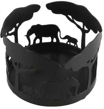 Tiardey Candeliere Elefante Candeliere retrò Elefante Candeliere Nero Candeliere a Tema Creativo Adatto per Accessori di Arredamento per la casa