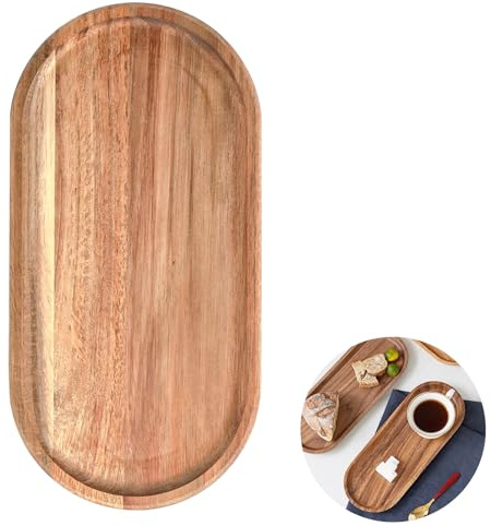 Zerabidpro Vassoio decorativo in legno di acacia, rotondo, 30 x 14 x 1,5cm, per Decorazioni Casa e Ufficio, Multifunzionale e Resistente