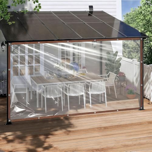 Telo Trasparente Occhiellato 100 x 200 cm Antistrappo Impermeabile, Telo di Copertura in Pe Multiuso per Esterno per Rimessaggi Tende Balconi Coperture, Colore trasparente