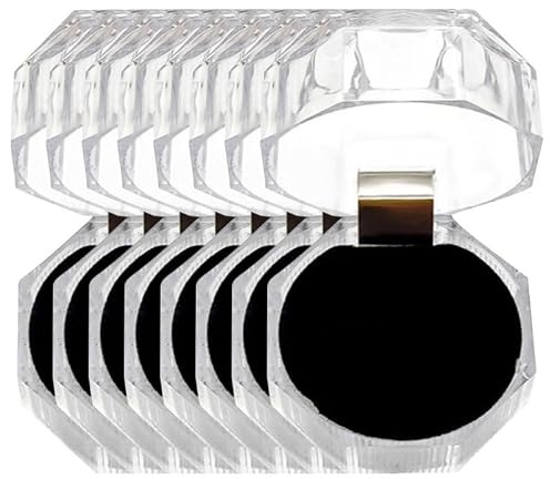 Artibetter Lot de 20 Boîtes à Bagues Transparentes: Écrin en Cristal avec Fond Noir – Étuis Compacts pour Rangement et Organisation de Bagues, Léger et Pratique pour Voyages et Fêtes