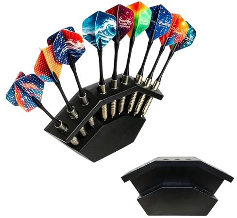 KEBMCHN Soporte para Dardos 2 en 1 y Soporte de Pared de Madera, Soporte para Dardos, Expositor para Dardos, Almacenamiento de Accesorios (Negro, 1 Unidad)