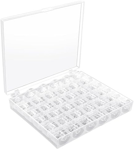 LUDHEP Set 36 Canillas de Plástico Transparente para Máquina de Coser con Caja de 36 Compartimentos, Bobinas Estándar, Accesorios de Costura para Hilo