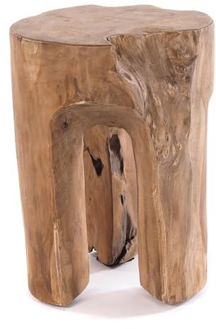 DESIGN DELIGHTS RUSTIKALER BAUMSTAMM HOCKER Log | 41x29x29 cm (HxBxT), Altholz, Natur | Sitzhocker