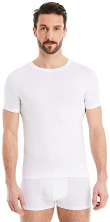 FINN Business Unterhemd Herren Kurzarm mit Rundhals-Ausschnitt - Unterziehshirt Männer aus original Lenzing® Modal Stoff - Das perfekte T-Shirt unter Hemd und Anzug Weiß Weiss L