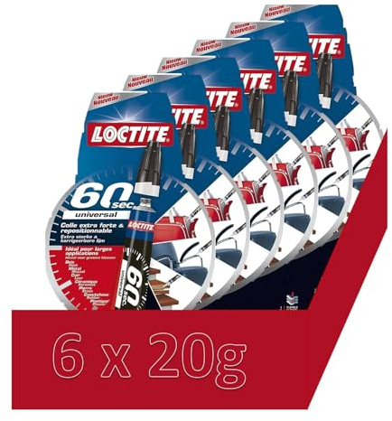 60 Second Super Glue - 60 sekunders universallim för alla material - Flexibel gelformula - 6 x 20 g tub