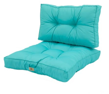 deco arts Coussins pour Salon de Jardin - Coussins extérieur - 50x50 cm - Coussin de Remplacement pour Fauteuil, Banc & Chaise d'extérieur - Imperméable, Confortable & capitonné - Bleu Caraïbes