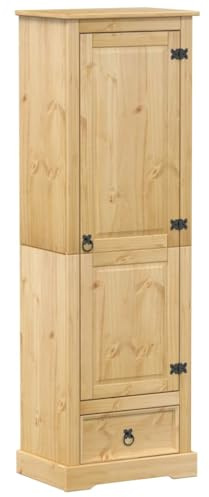 vidaXL Kleiderschrank, Garderobenschrank mit Metallgriff Schublade, Holzschrank Schrank für Schlafzimmer, Drehtürenschrank, Massivholz Kiefer