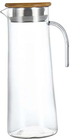 PHENOFICE Caraffa Acqua Acrilico Trasparente Con Coperchio in Legno Contenitore Per Bevande Fredde Tè Succo Per Casa Feste e Picnic