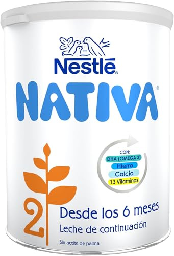 Nestlé NATIVA 2 Leche de Continuación en polvo para bebés a partir de los 6 meses, bote de 800g (Paquete de 5)