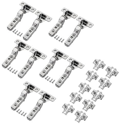 SOTECH 10x charnière à boîtier, ouverture vers l'intérieur, amortie, T45 Softclose, montage par clic à 100°, acier inoxydable SS304 SS201, avec plaque de montage en croix et vis