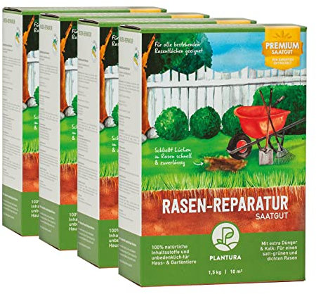 Plantura Rasen-Reparatur, 6 kg, Premium-Saatgut zur Rasenausbesserung, mit Dünger & Kalk