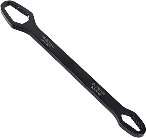 Universell skiftnyckel med dubbla ändar, universell skiftnyckel, självåtdragande skiftnyckel, multifunktionell skiftnyckel, självjusterbar skiftnyckel, för 8 mm-22 mm muttrar, 270 mm total längd (kromvanadin stål svart)