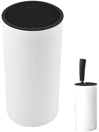 Knife Block, Universal Knife Holder Without Knives, Round Kitchen Knife Block Storage Stand Holds, Designed to Protect Knife, Keep Knives Organized and Clean, Space Saver (White)