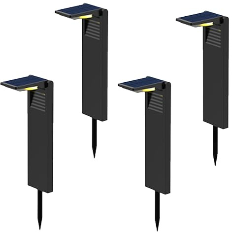 LUMI JARDIN Set di 4 fari solari per piantare LED bianco freddo OSTRY H41cm luce per esterni, illuminazione solare per percorso giardino