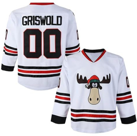 Men's Clark #00 Griswold Movie Hockey Jersey Stitched X-Mas Christmas Vacation, White, XXL