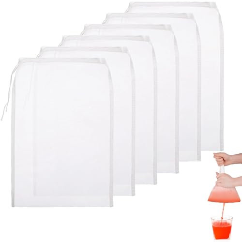 6 Stück Passiertuch,Passiertuch Wiederverwendbar,Nussmilchbeutel,Käsetuch,Cheesecloth,Nussmilchbeutel Bio Waschbar,Nut Milk Bag,Siebtuch,für Nussmilch Käse Kaffee Joghurt Fruchtsaft(20 × 30 cm)
