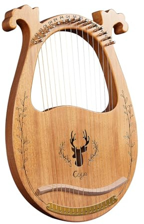 MGHRUE Resonanzkasten Für Lyraharfen, 16-Saitiges Lyraharfen-Resonanzinstrument Aus Holz in C-Tonart, Mit Stimmschlüssel, 3 Plektren, Aufkleber, Zusätzlichem Saitensatz,Wood