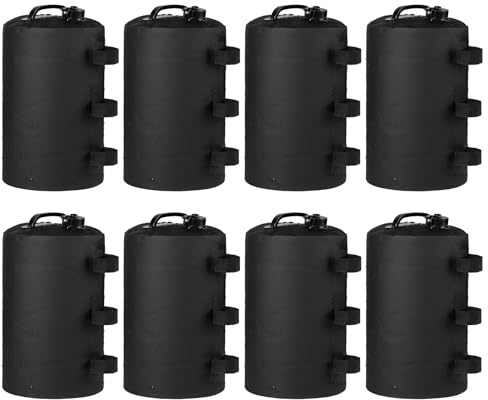 SWAWIS 8 Pièces Poids de Lestage pour Tonnelles PVC, Sac de Sable pour Pieds de Tente Pop-up 10L, Poids Tonnelle de Jardin Exterieur avec Dispositif Anti-Reflux pour Auvent Parasol(Noir)