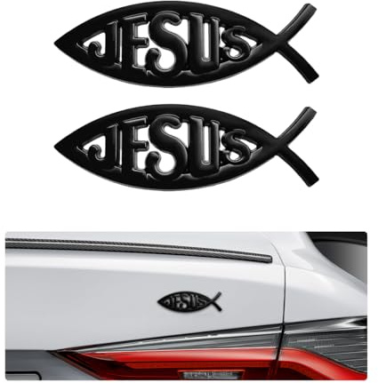 DXNQ 2 piezas de calcomanía adhesiva en forma de pez Jesús, emblema cromado 3D para coche con símbolo cristiano de pez Jesús, calcomanías de fe en forma de pez, emblemas de metal religiosos para